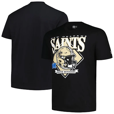 T-shirt noir avec casque New Era Orleans Saints Big & Tall pour hommes