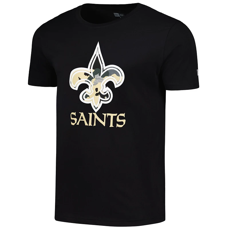 T-shirt noir à logo camouflage New Era Orleans Saints pour hommes