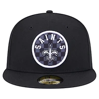 Men's New Era Black Orleans Saints Checkered 59FIFTY Fitted Hat