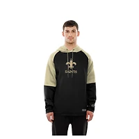 Sweat à capuche raglan blocs de couleurs authentiques New Era pour homme, noir, des Saints la Nouvelle-Orléans