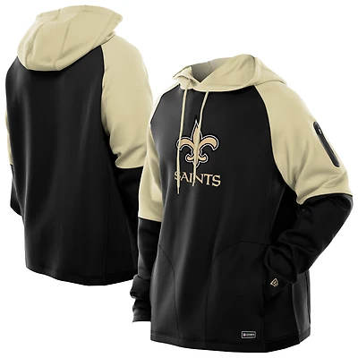 Men's New Era  Black Orleans Saints Combine Authentic Color Block Raglan Pullover Hoodie