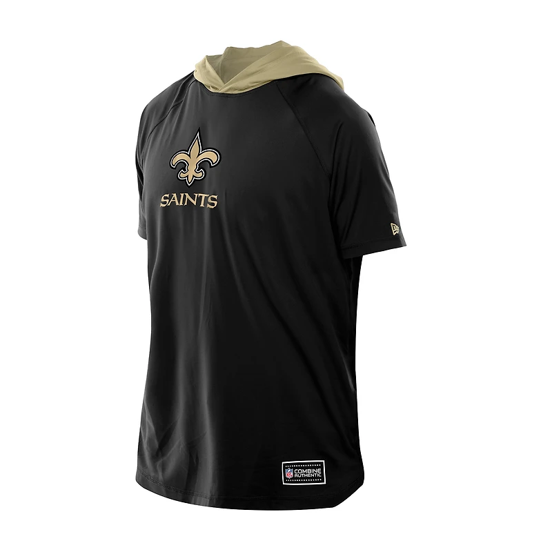 Men's New Era  Black Orleans Saints Combine Authentic Hooded Raglan Short-Sleeve T-Shirt