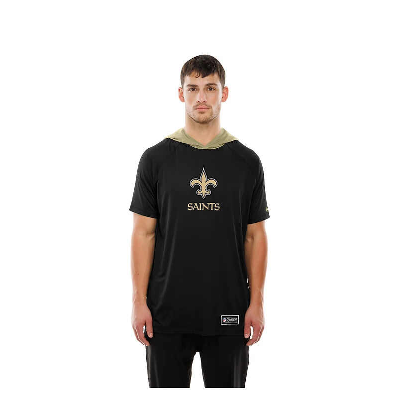 Men's New Era  Black Orleans Saints Combine Authentic Hooded Raglan Short-Sleeve T-Shirt