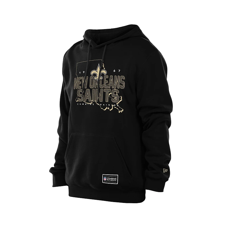 Sweat à capuche New Era noir pour homme, modèle authentique Orleans Saints Combine Local State.