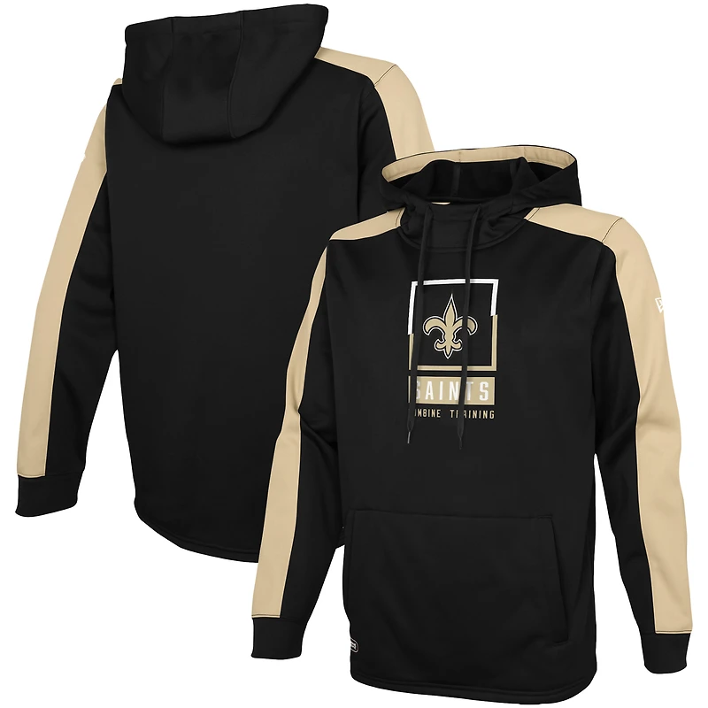 Sweat à capuche New Era noir Orleans Saints Combine Authentic Rise pour homme