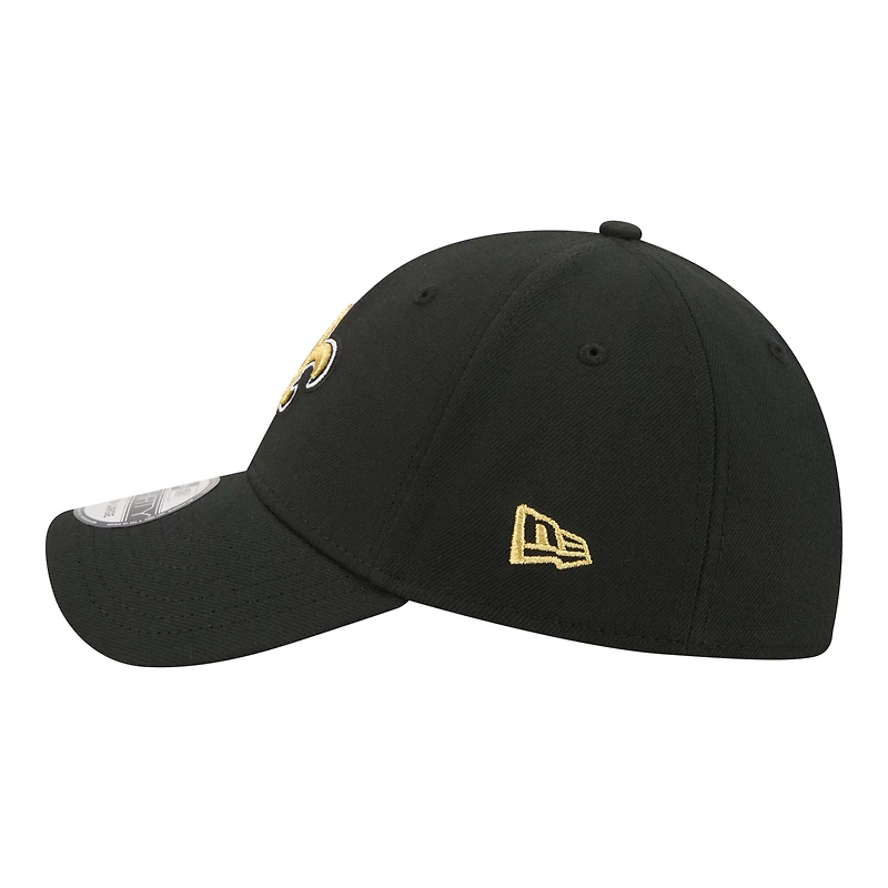 Casquette New Era noire pour homme, modèle 39THIRTY Flex des Saints de la Nouvelle-Orléans