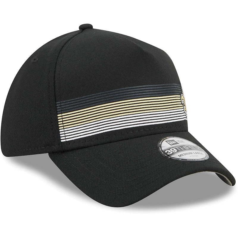 Men's New Era Black Orleans Saints Flawless Stripe 39THIRTY Flex Hat