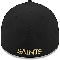 Men's New Era Black Orleans Saints Flawless Stripe 39THIRTY Flex Hat