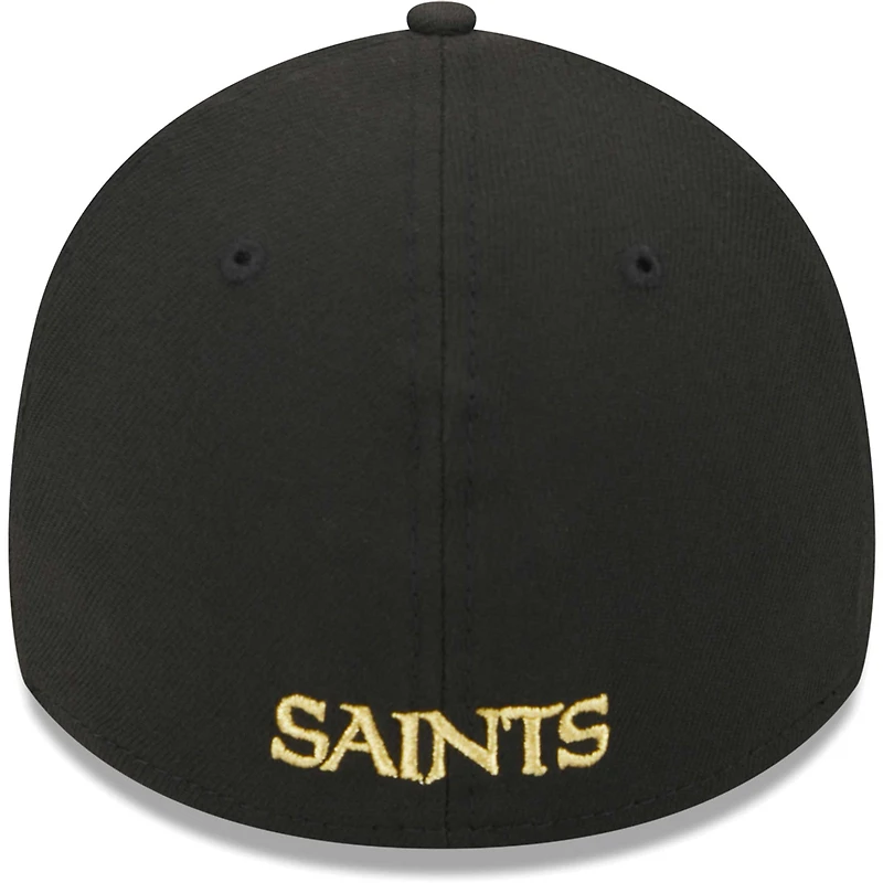 Men's New Era Black Orleans Saints  Main 39THIRTY Flex Hat