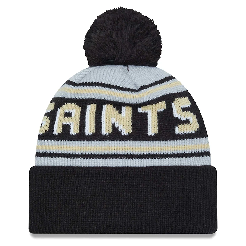 Men's New Era Black New Orleans Saints Main Cuffed Knit Hat with Pom