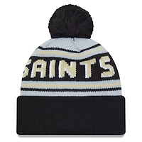 Men's New Era Black New Orleans Saints Main Cuffed Knit Hat with Pom