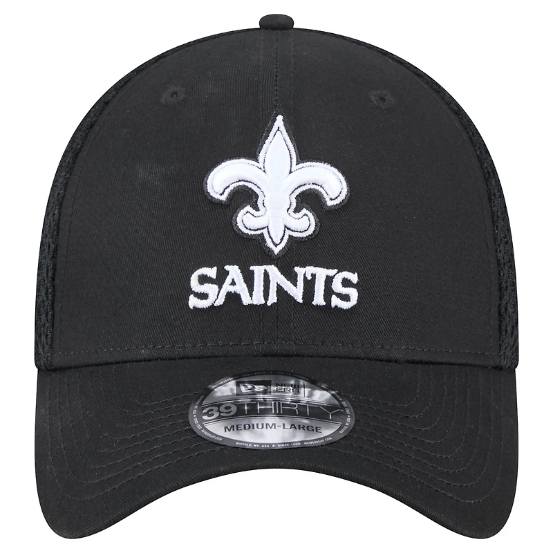 Men's New Era Black Orleans Saints Main Neo 39THIRTY Flex Hat