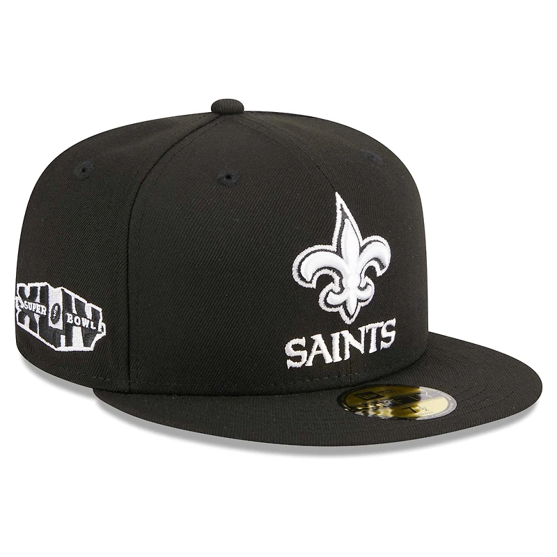 Men's New Era Black Orleans Saints Main Patch 59FIFTY Fitted Hat