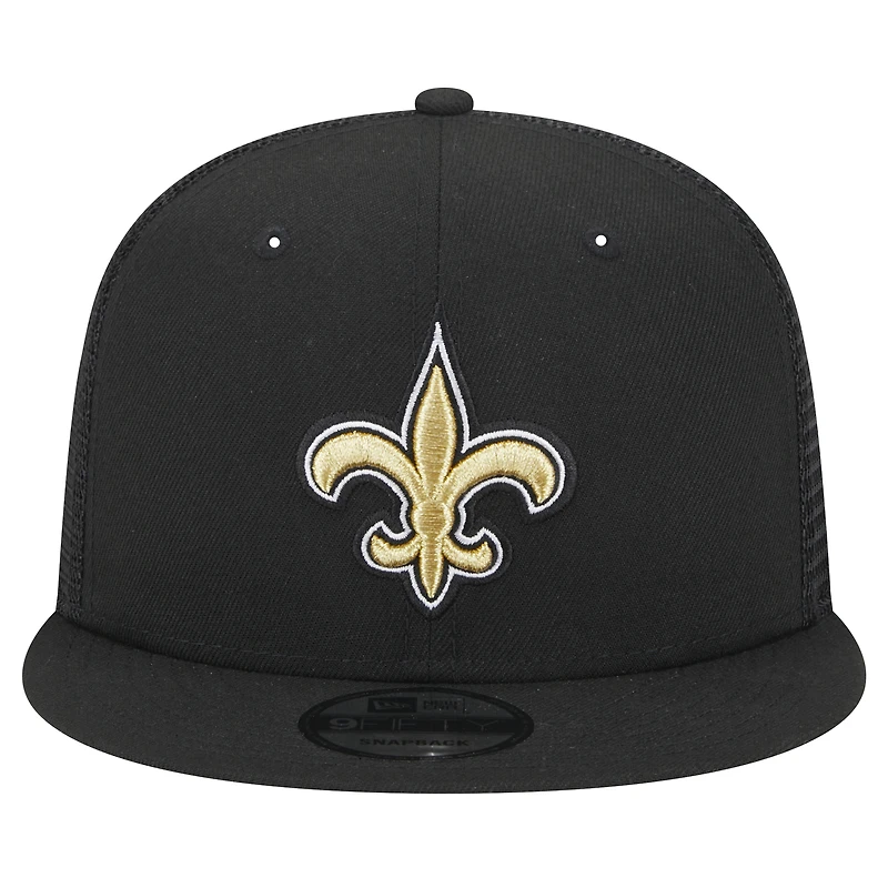 Casquette snapback Main Trucker 9FIFTY New Era noire pour homme des New Orleans Saints