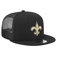 Men's New Era Black New Orleans Saints  Main Trucker 9FIFTY Snapback Hat