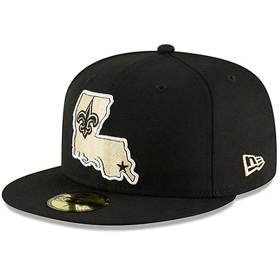 Casquette ajustée New Orleans Saints Omaha 59FIFTY pour homme Era noire