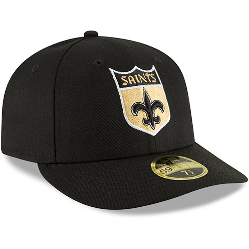Men's New Era Black Orleans Saints Omaha Throwback Low Profile 59FIFTY Fitted Hat