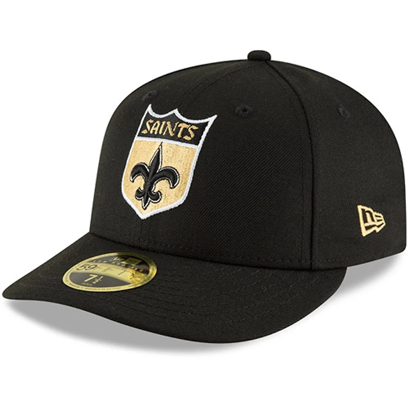Men's New Era Black Orleans Saints Omaha Throwback Low Profile 59FIFTY Fitted Hat