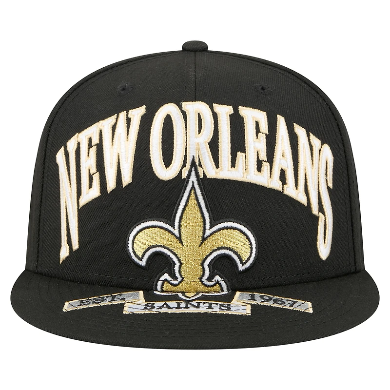 Men's New Era Black Orleans Saints  Oversized 59FIFTY Fitted Hat