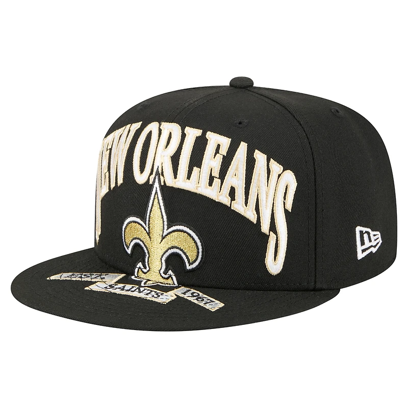 Men's New Era Black Orleans Saints  Oversized 59FIFTY Fitted Hat