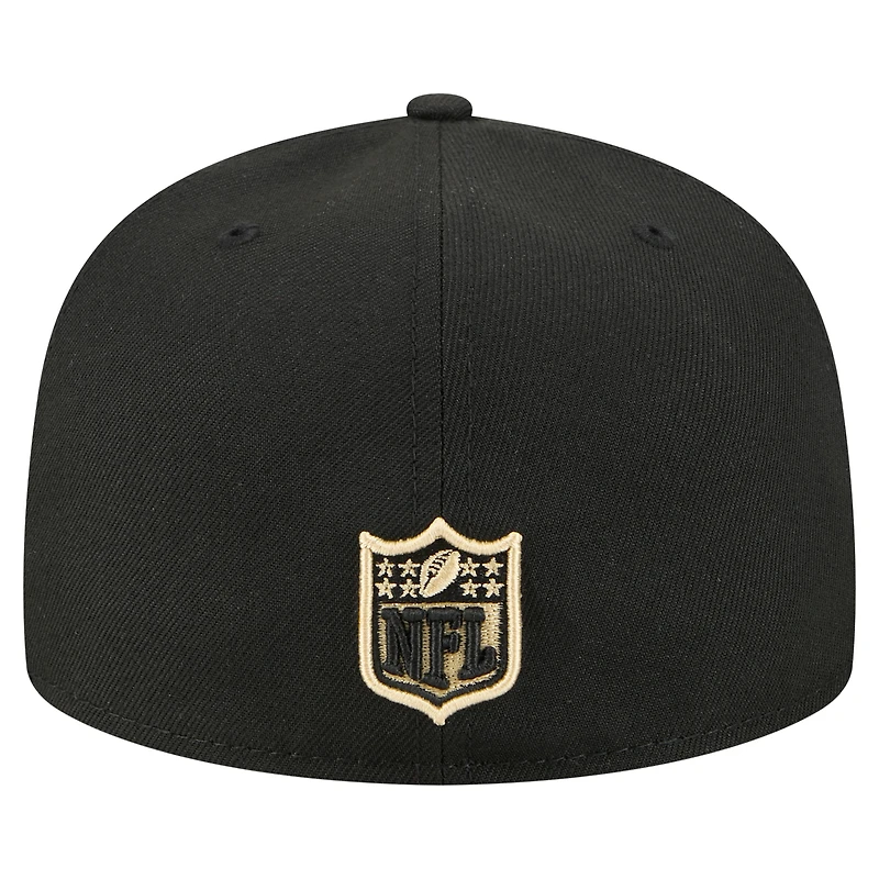 Men's New Era Black Orleans Saints  Oversized 59FIFTY Fitted Hat