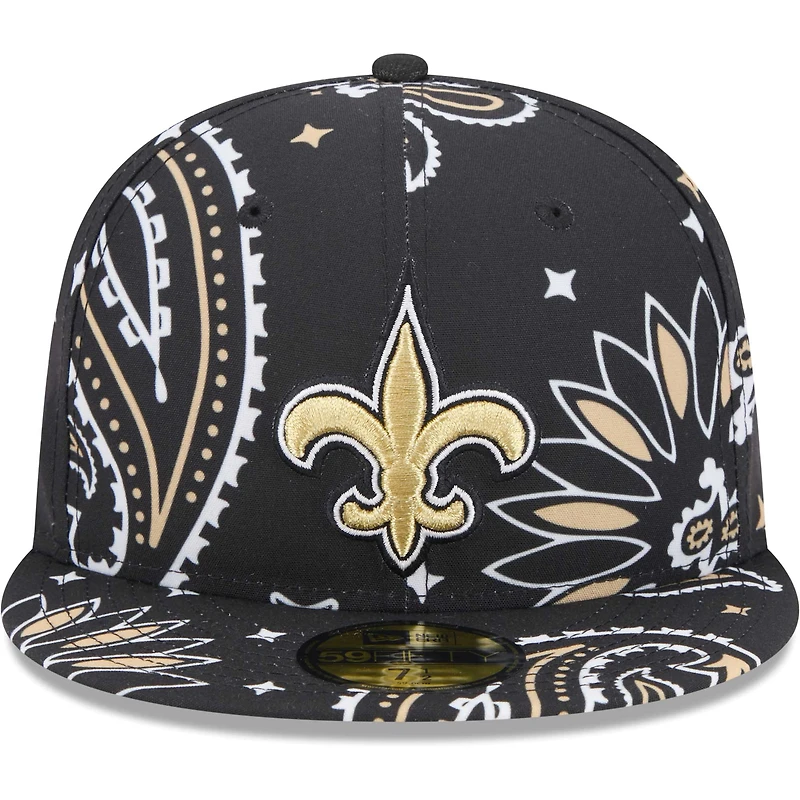 Casquette ajustée 59FIFTY New Orleans Saints Paisley Era pour homme noire
