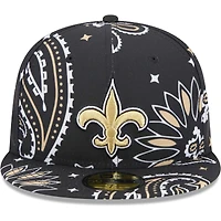 Casquette ajustée 59FIFTY New Orleans Saints Paisley Era pour homme noire