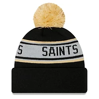 Men's New Era Black New Orleans Saints Repeat - Cuffed Knit Hat with Pom