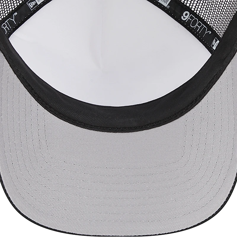 Men's New Era /Black New Orleans Saints Stacked A-Frame Trucker 9FORTY Adjustable Hat