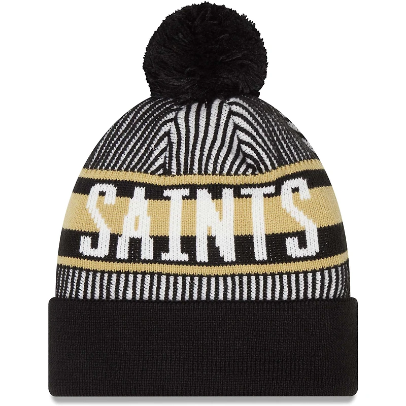 Bonnet en tricot rayé à revers New Era New Orleans Saints pour hommes avec pompon