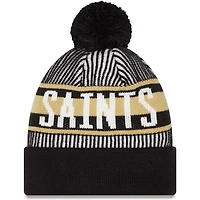 Bonnet en tricot rayé à revers New Era New Orleans Saints pour hommes avec pompon
