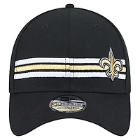 Casquette New Era 39THIRTY Flex noire à rayures Orleans Saints pour homme