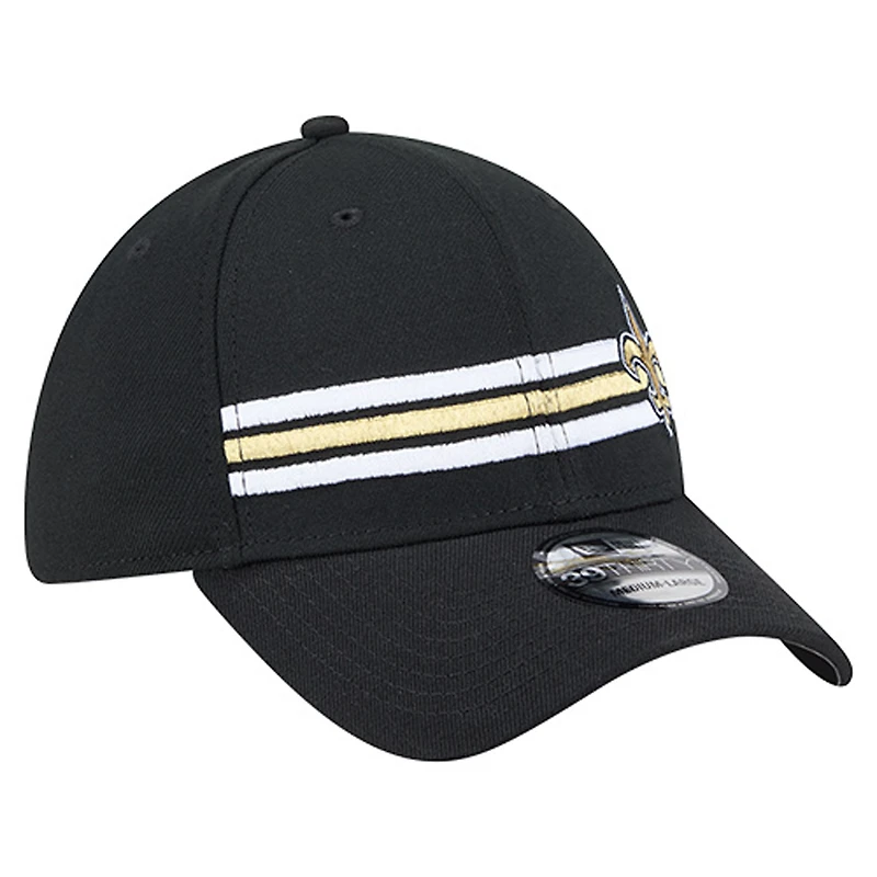 Men's New Era Black Orleans Saints Stripes 39THIRTY Flex Hat