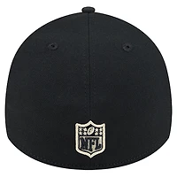 Casquette New Era 39THIRTY Flex noire à rayures Orleans Saints pour homme