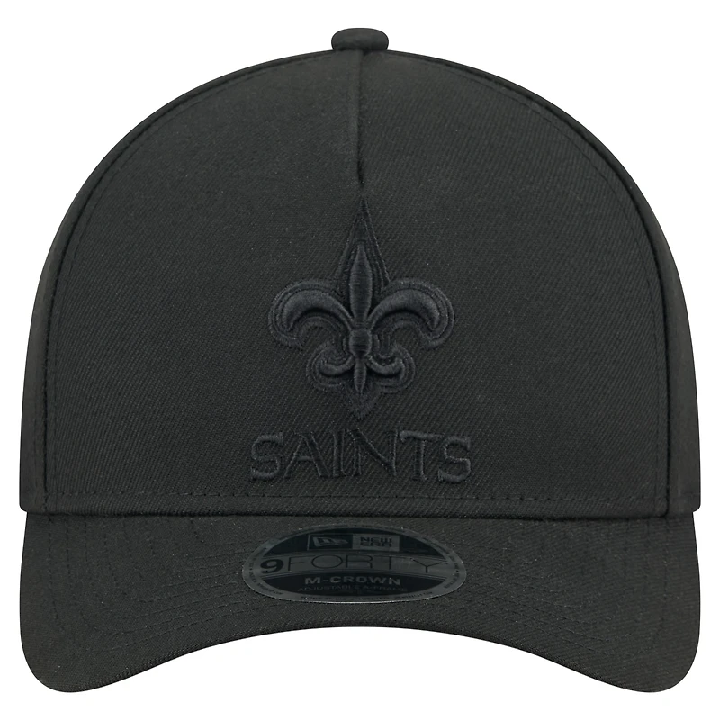 Casquette ajustable New Era noire New Orleans Saints Team Collection 9FORTY M-Crown A-Frame pour homme