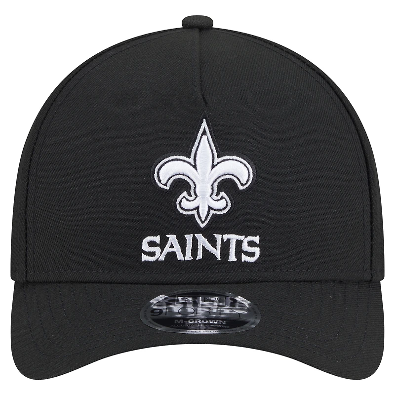 Casquette ajustable New Era noire New Orleans Saints Team Collection 9FORTY M-Crown A-Frame pour homme