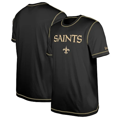 Men's New Era  Black Orleans Saints Third Down Puff Print T-Shirt