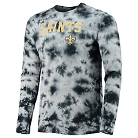 T-shirt à manches longues tie-dye noir New Orleans Saints Era pour homme