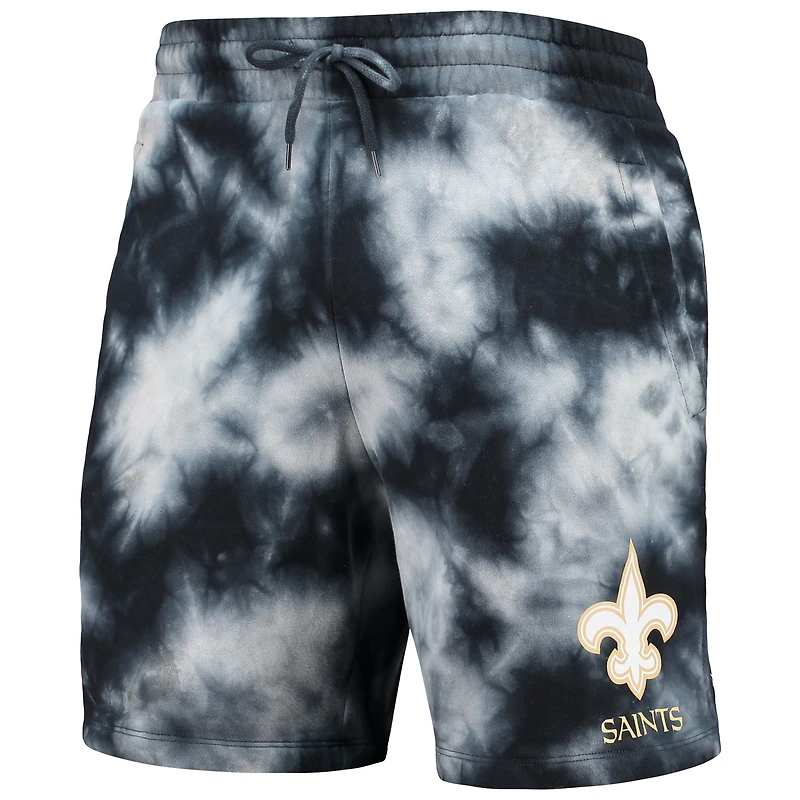 Men's New Era Black Orleans Saints Tie-Dye Shorts