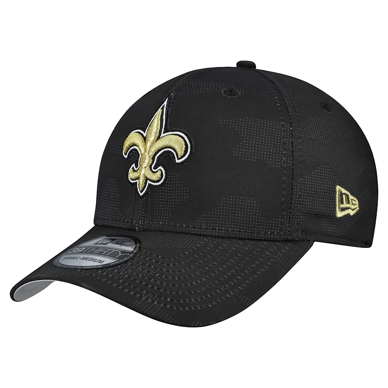 Men's New Era  Black Orleans Saints Tonal Camo 39THIRTY Stretch Fit Hat