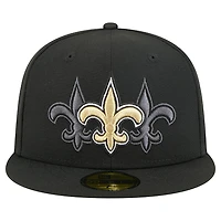 Men's New Era Black Orleans Saints Tri-Hit 59FIFTY Fitted Hat