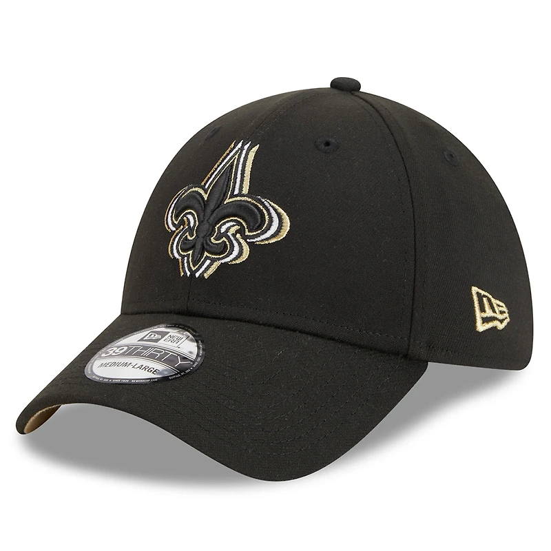 Casquette flexible 39THIRTY triple contour New Era Orleans Saints pour hommes noire