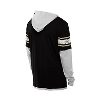 Men's New Era Black Orleans Saints Twofer Layered Long Sleeve Hoodie T-Shirt