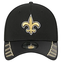 Men's New Era Black Orleans Saints Visor Hit 39THIRTY Flex Hat