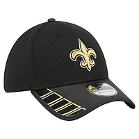 Men's New Era Black Orleans Saints Visor Hit 39THIRTY Flex Hat