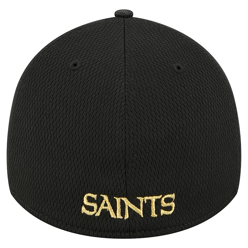 Men's New Era Black Orleans Saints Visor Hit 39THIRTY Flex Hat