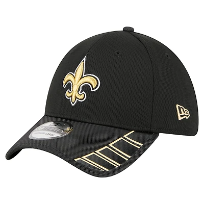 Men's New Era Black Orleans Saints Visor Hit 39THIRTY Flex Hat