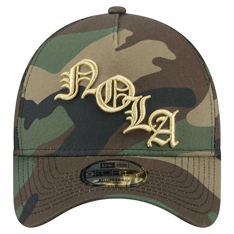 Casquette ajustable New Era Camo New Orleans Saints Mystic Camo A-Frame 9FORTY pour homme