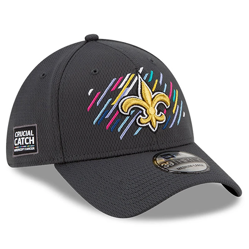 Men's New Era Charcoal Orleans Saints 2021 NFL Crucial Catch - 39THIRTY Flex Hat