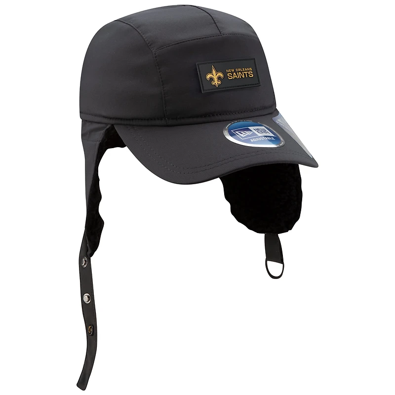 Men's New Era Charcoal New Orleans Saints 2025 Sideline Cold Weather Runner Dog Ear Adjustable Hat